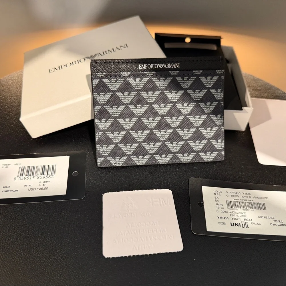 Emporio Armani Monogram Black and Gray Card Holder